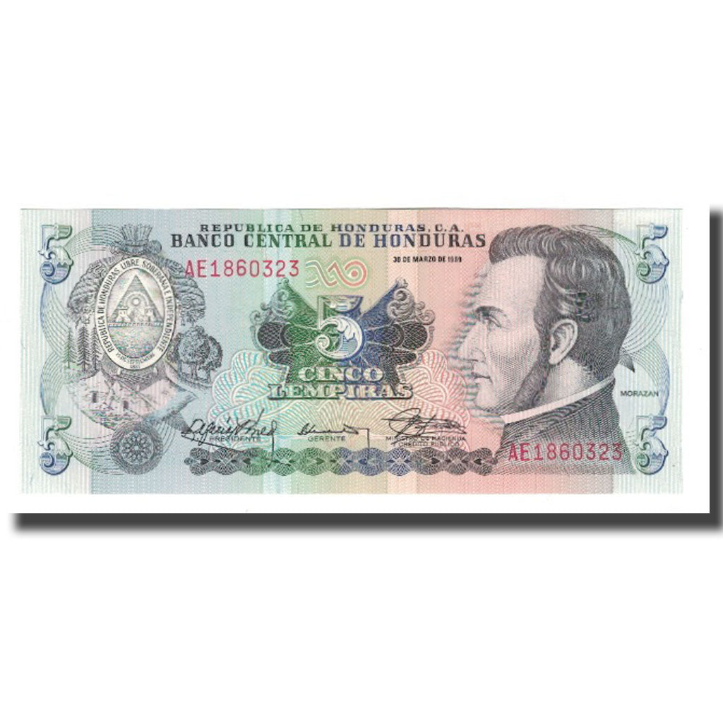 Banknote, Honduras, 5 Lempiras, 1978-1994, 1989-03-30, KM:63b, UNC(65-70)