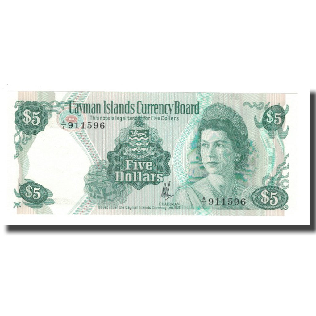 Nota, Ilhas Caimão, 5 Dollars, L.1974, KM:6a, UNC(65-70)