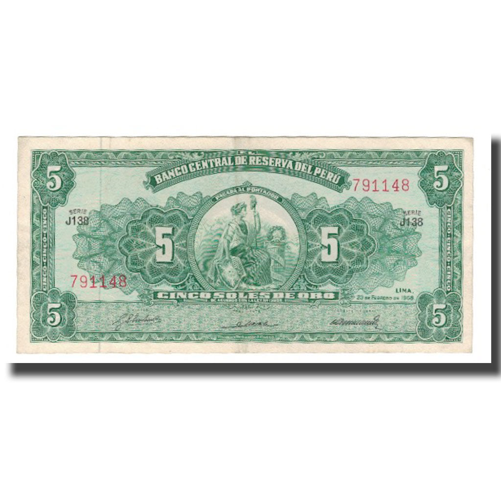 Banknote, Peru, 5 Soles De Oro, 1968, 1968-02-23, KM:83a, EF(40-45)