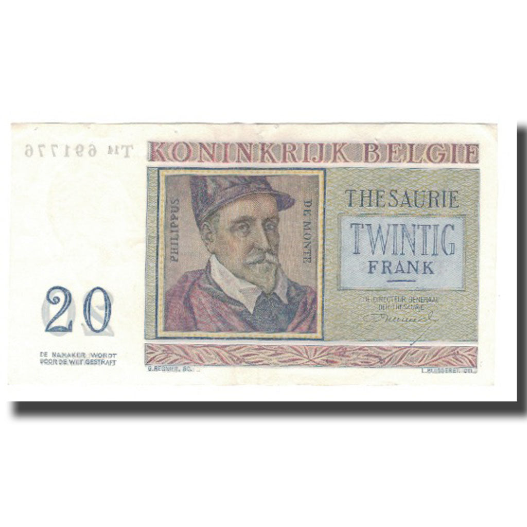 Banknote, Belgium, 20 Francs, 1956, 1956-04-03, KM:132b, AU(55-58)
