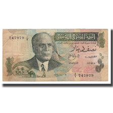Banknote, Tunisia, 1/2 Dinar, 1973, 1973-10-15, KM:69a, VF(20-25)