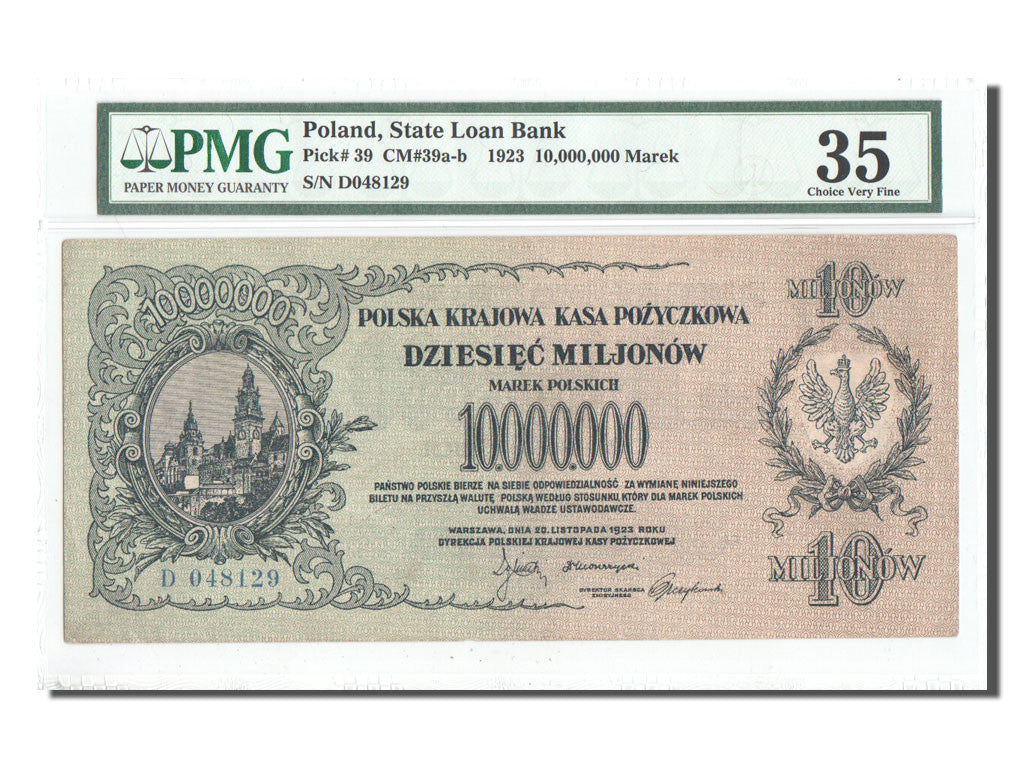 Banknote, Poland, 10,000,000 Marek, 1923, 1923-11-20, KM:39, graded, PMG
