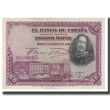 Banknote, Spain, 50 Pesetas, 1928, 1928-08-15, KM:75b, AU(50-53)