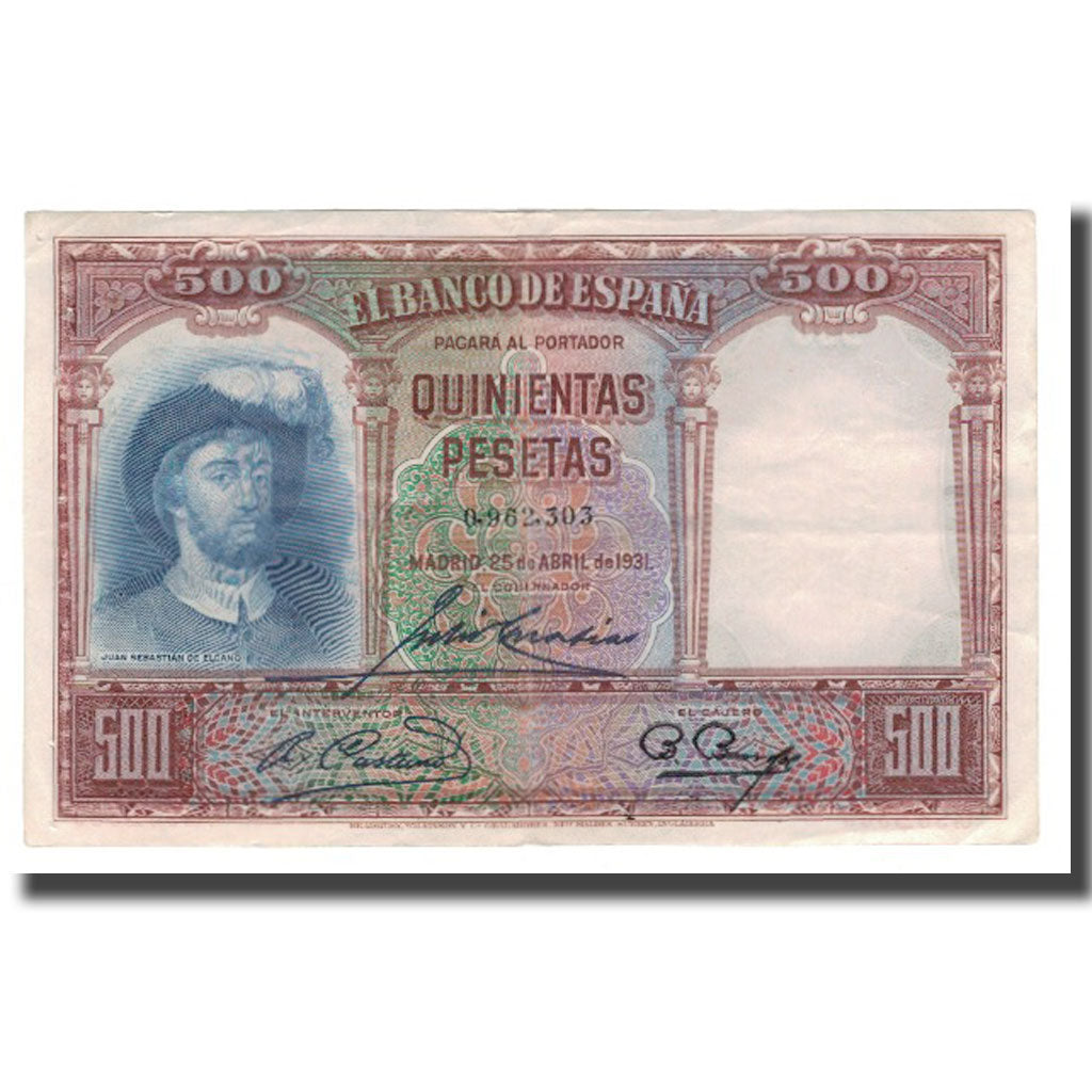 Banknote, Spain, 500 Pesetas, 1931, 1931-04-25, KM:84, AU(50-53)