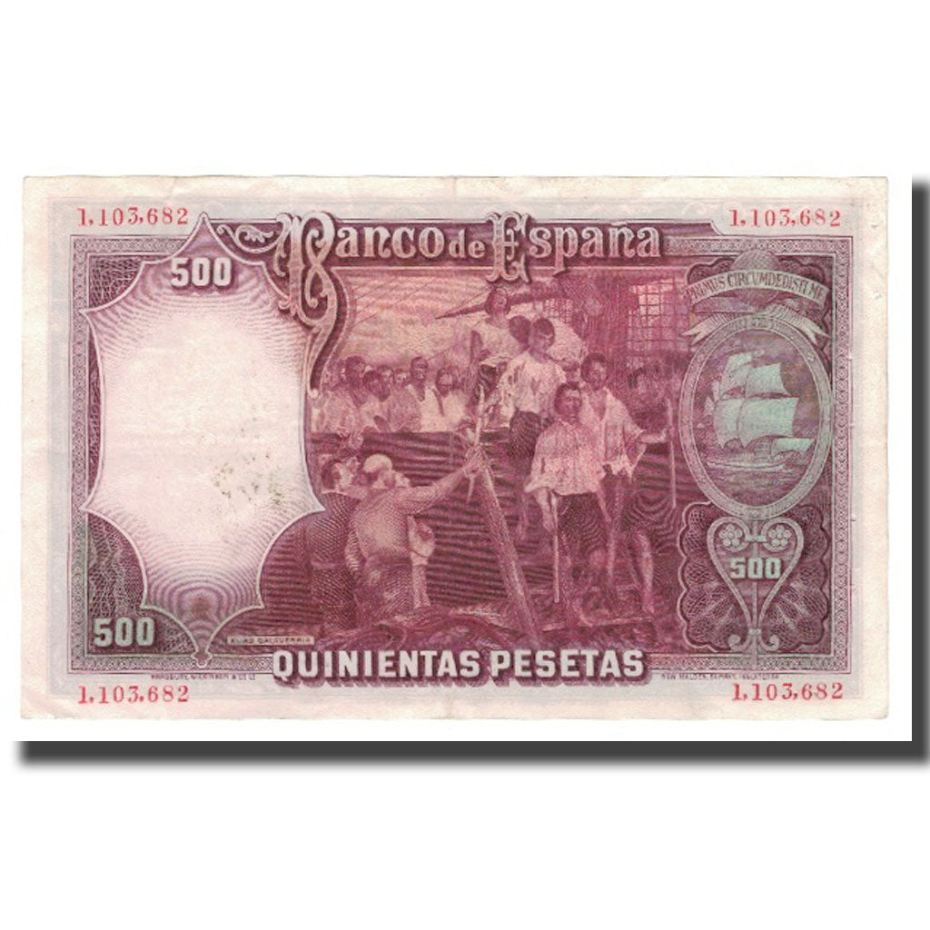 Banknot, Hiszpania, 500 Pesetas, 1931, 1931-04-25, KM:84, AU(50-53)