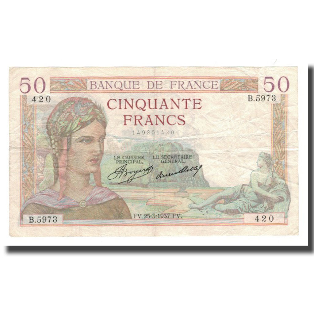 Francia, 50 Francs, 1937-40, 1937-03-25, MBC, Fayette:17.36, KM:85a