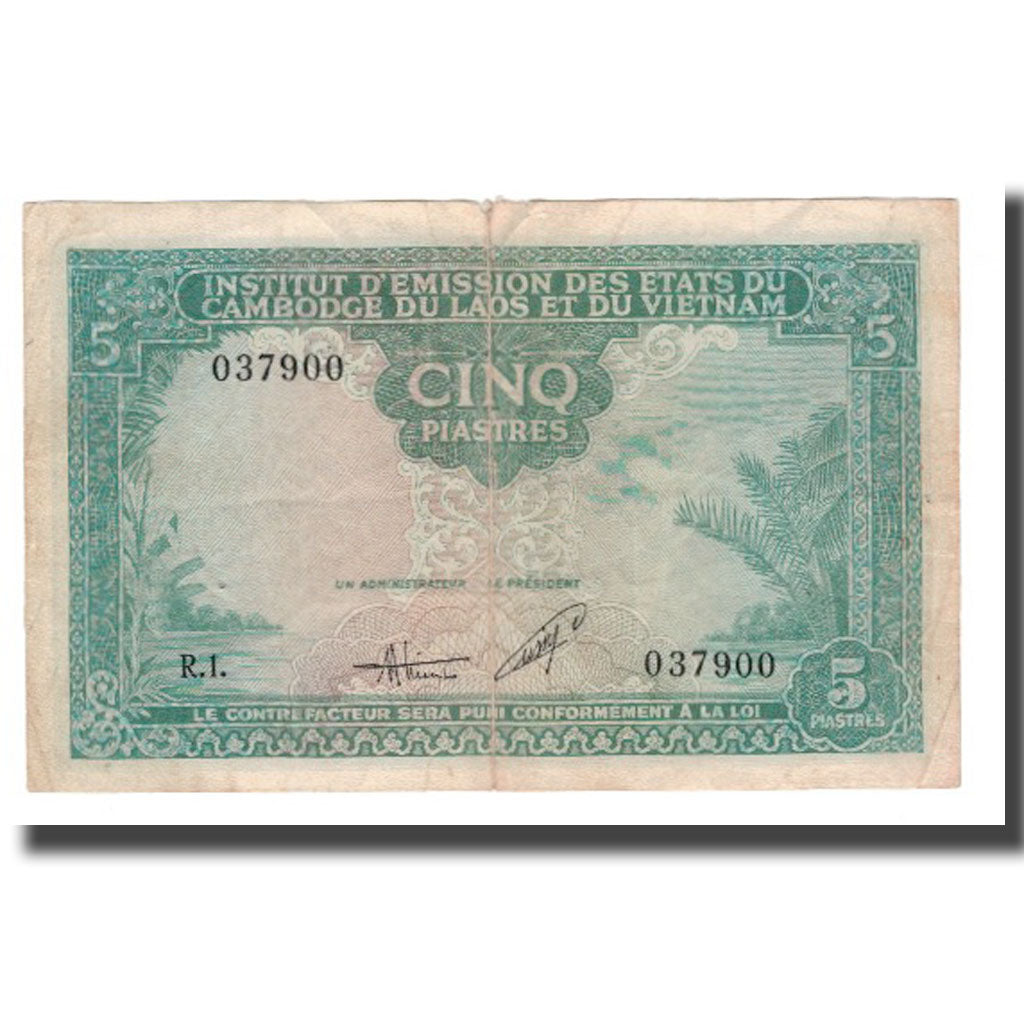 Banknote, FRENCH INDO-CHINA, 5 Piastres = 5 Dong, Undated (1953), KM:106
