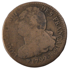 FRANCE, 2 sols français, 2 Sols, 1792, Strasbourg, KM #612, F(12-15), Bronze, G.
