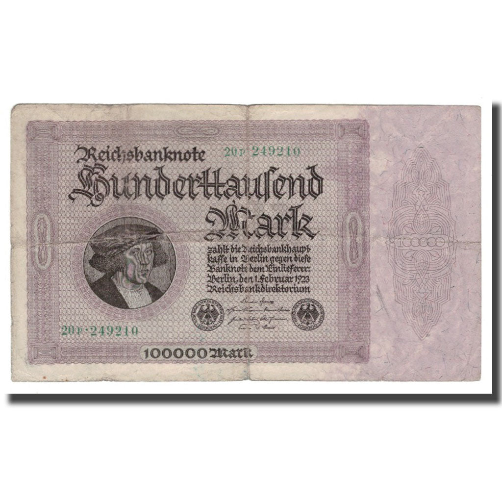 Geldschein, Deutschland, 100,000 Mark, 1923, 1923-02-01, KM:83a, SGE+