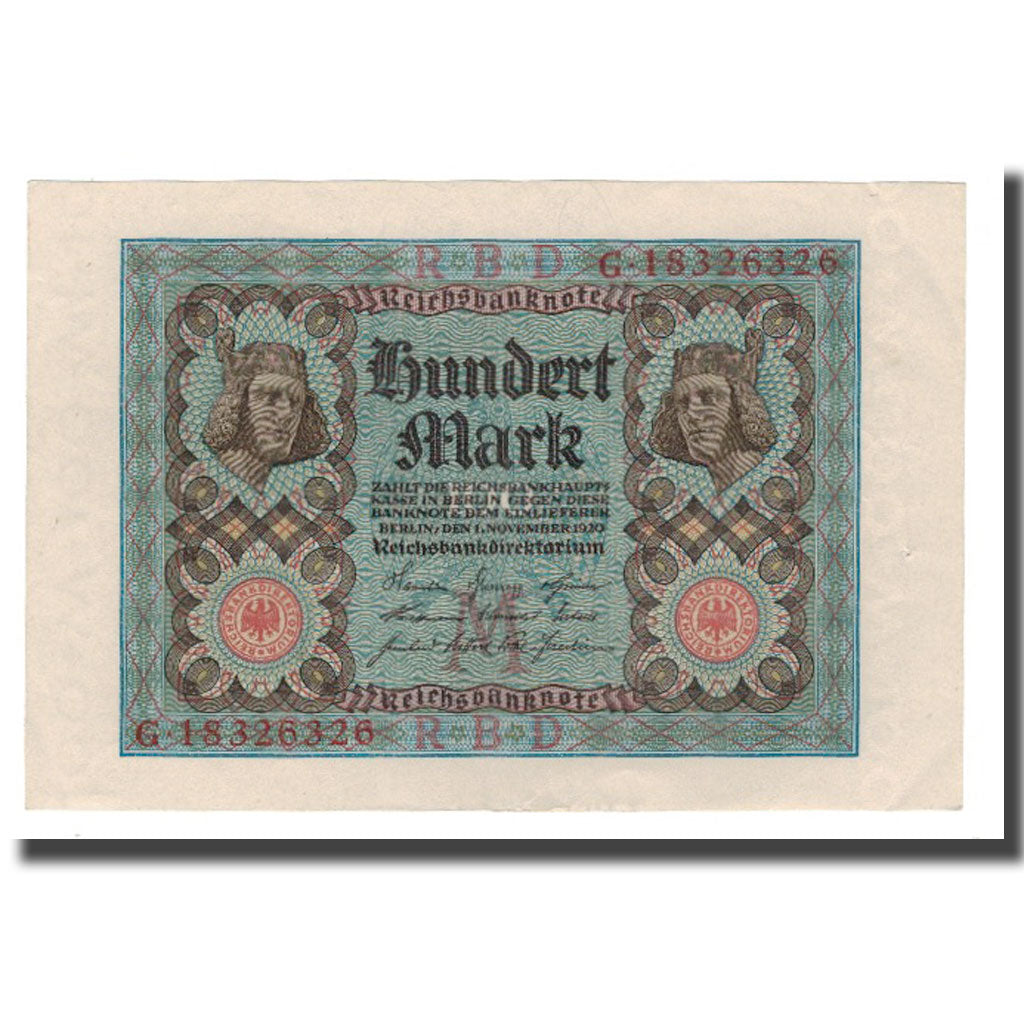 Geldschein, Deutschland, 100 Mark, 1920, 1920-11-01, KM:69b, UNZ-