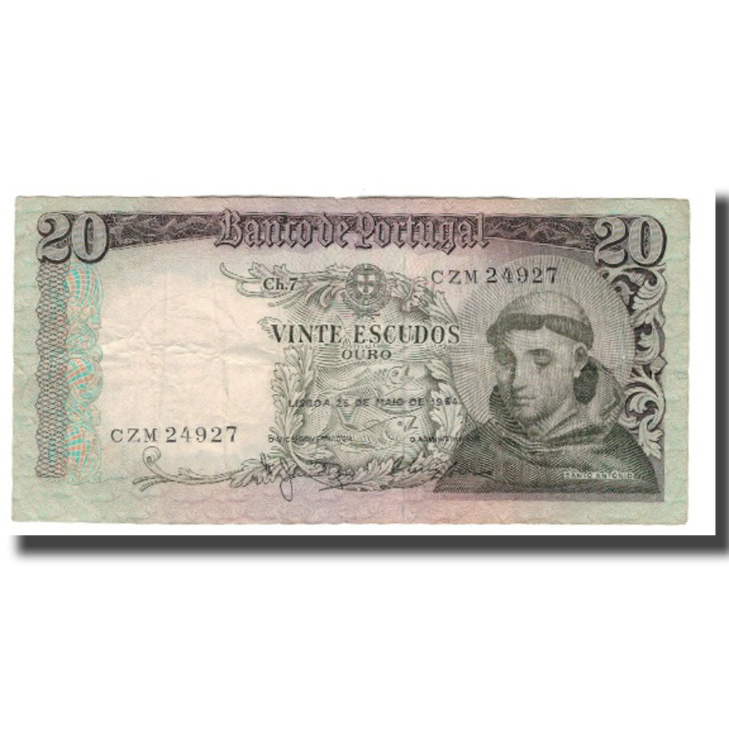 Billete, 20 Escudos, 1964, Portugal, 1964-05-26, KM:167a, MBC