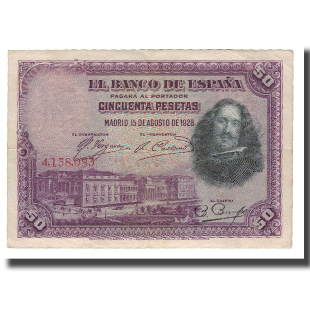 Banknote, Spain, 50 Pesetas, 1928, 1928-08-15, KM:75a, EF(40-45)
