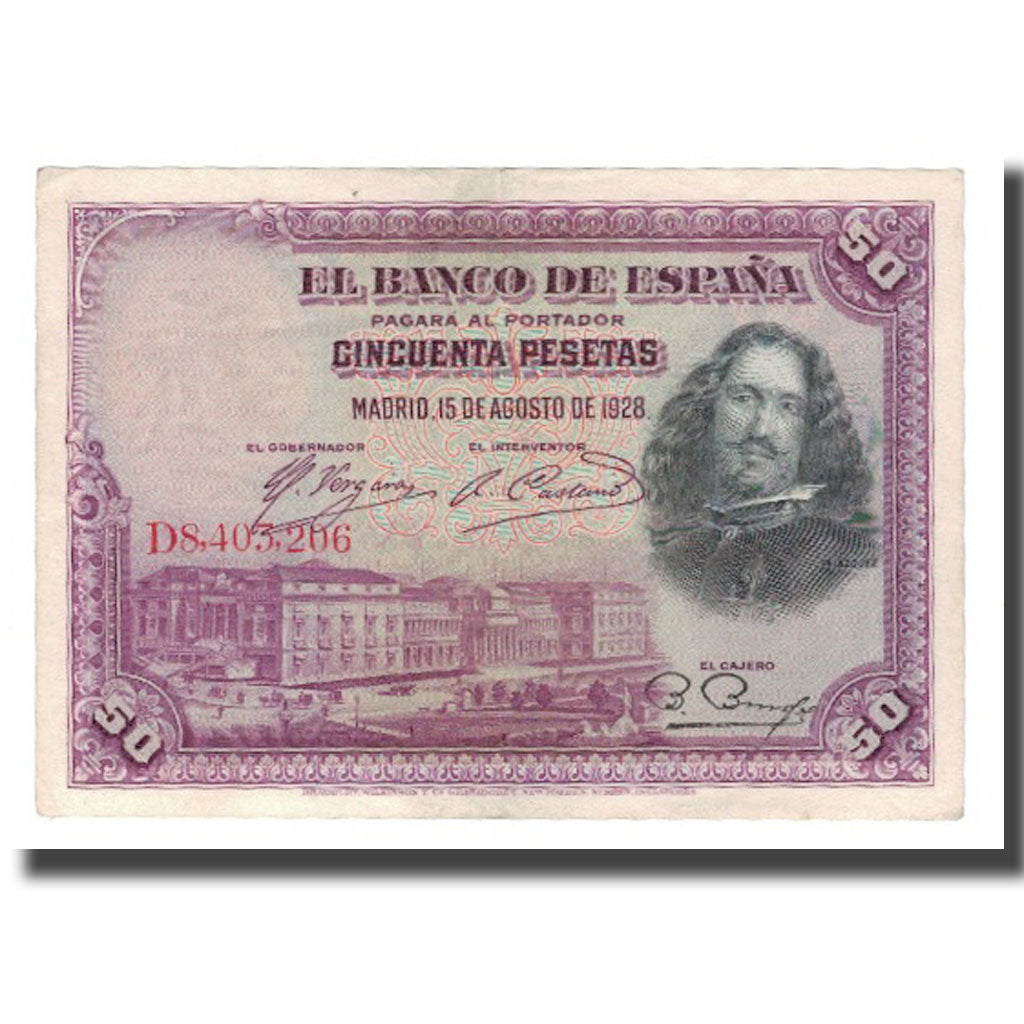 Banknote, Spain, 50 Pesetas, 1928, 1928-08-15, KM:75b, EF(40-45)