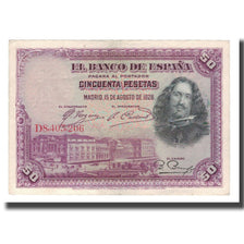 Billet, Espagne, 50 Pesetas, 1928, 1928-08-15, KM:75b, TTB