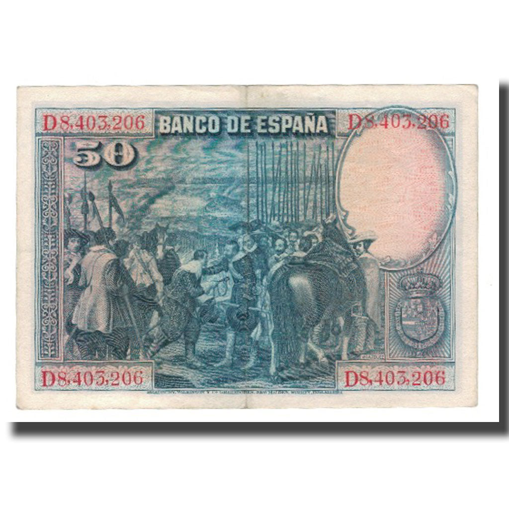 Banknote, Spain, 50 Pesetas, 1928, 1928-08-15, KM:75b, EF(40-45)