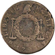 Moneta, Francia, 2 sols aux balances daté, 2 Sols, 1793, Strasbourg, B+
