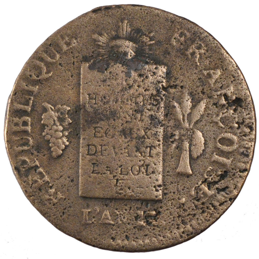 Moneta, Francia, 2 sols aux balances daté, 2 Sols, 1793, Strasbourg, B+