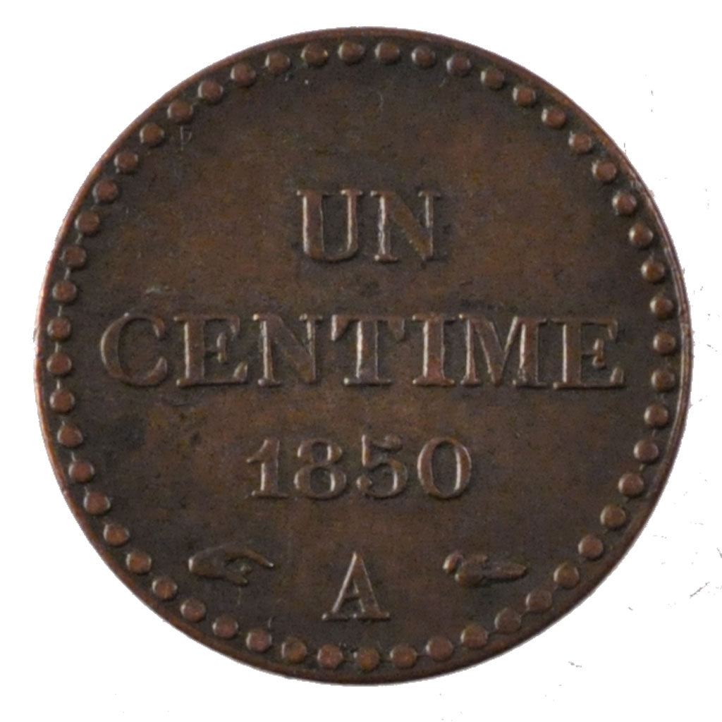 FRANCE, Dupré, Centime, 1850, Paris, KM #754, AU(50-53), Bronze, Gadoury #84, 1.