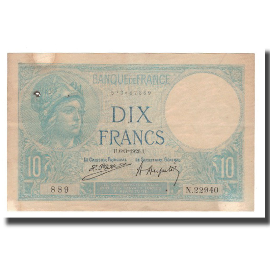 France, 10 Francs, 1926, 1926-03-06, VF(20-25), Fayette:06.10, KM:73c