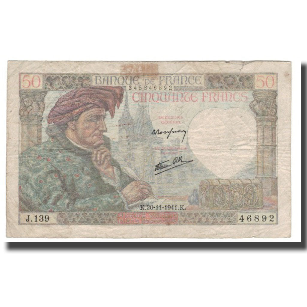 Francia, 50 Francs, 1941, 1941-11-20, RC, Fayette:19.16, KM:93