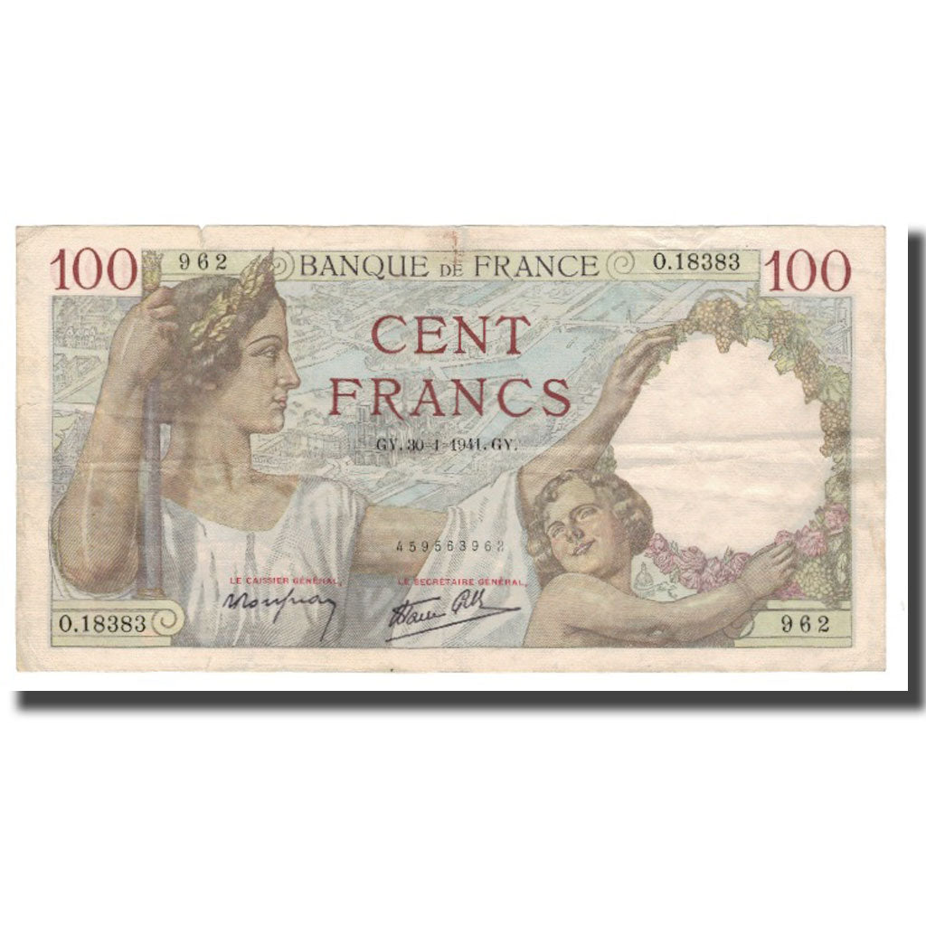 Frankreich, 100 Francs, 1941, 1941-01-30, S+, Fayette:26.45, KM:94