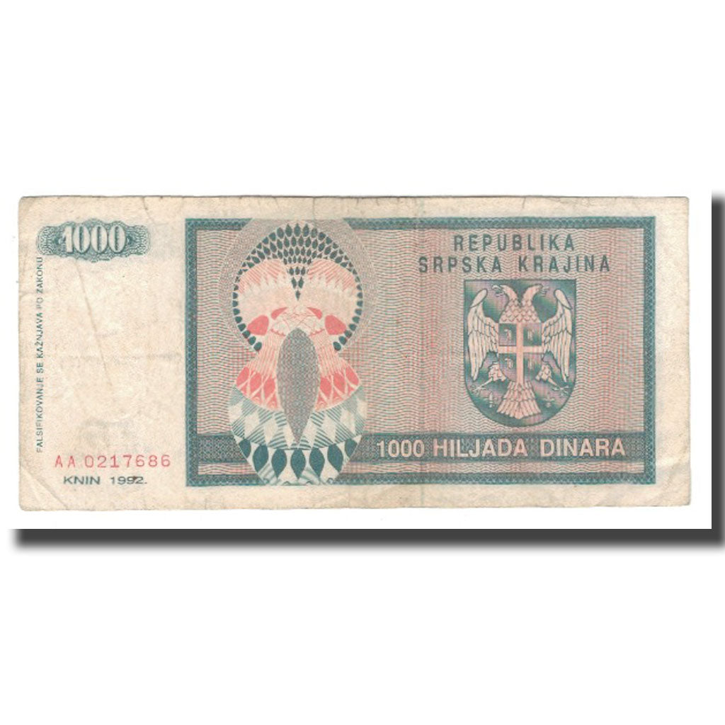 Banknote, Croatia, 1000 Dinara, 1992, KM:R5a, VF(20-25)