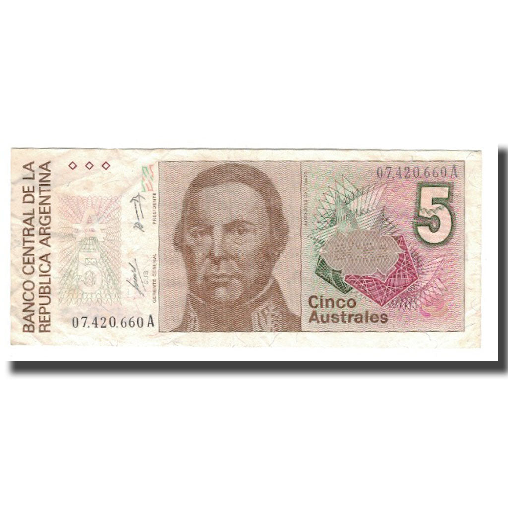Banknote, Argentina, 5 Australes, Undated (1985-91), KM:324a, VF(30-35)