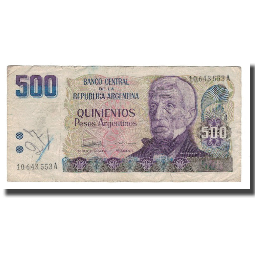 Banknote, Argentina, 500 Pesos Argentinos, UNDATED (1984), KM:316a, F(12-15)