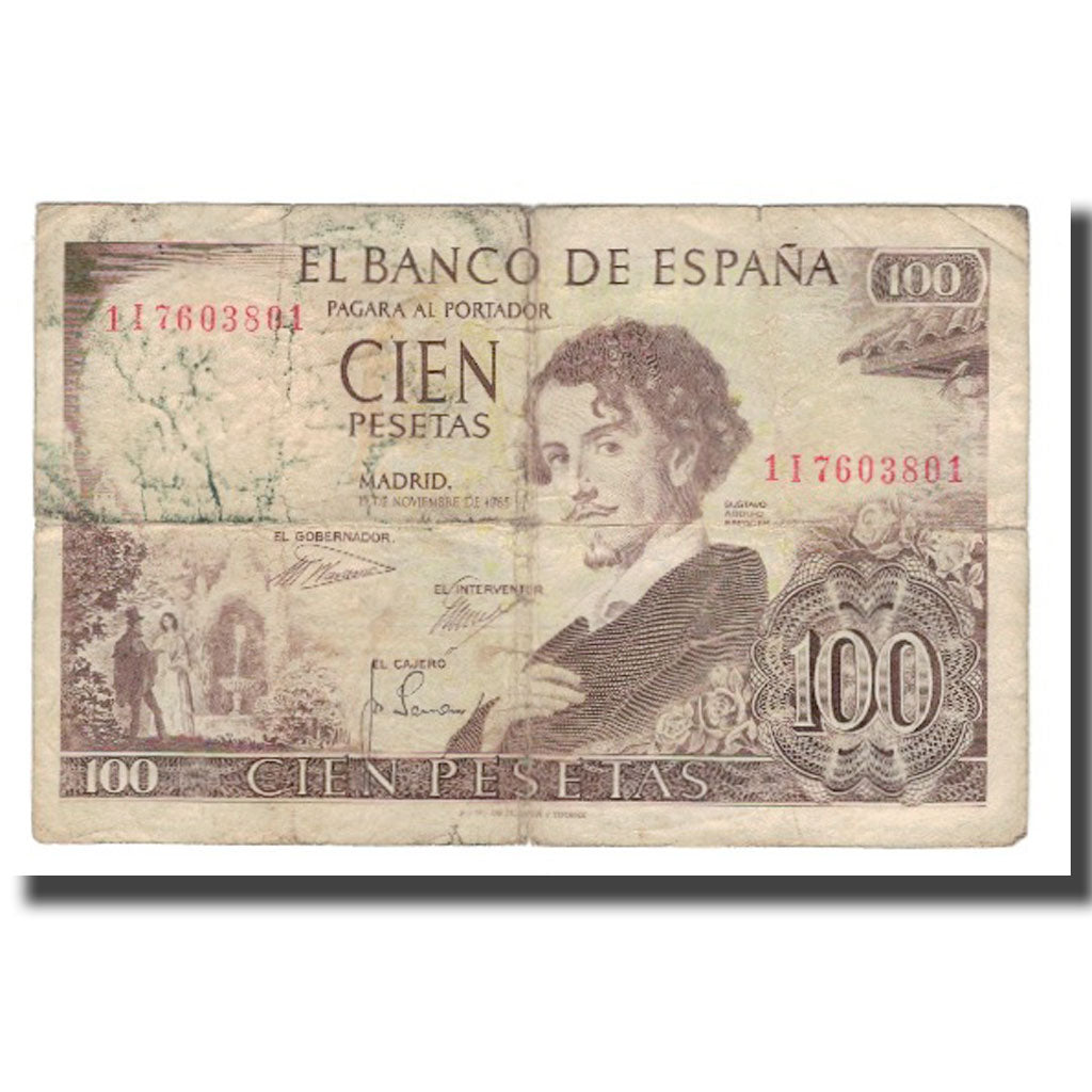 Banknote, Spain, 100 Pesetas, 1965, 1965-11-19, KM:150, VG(8-10)