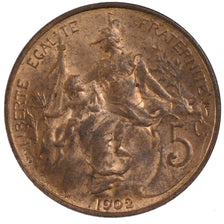 FRANCE, Dupuis, 5 Centimes, 1902, Paris, KM #842, MS(65-70), Bronze, 25.1,...