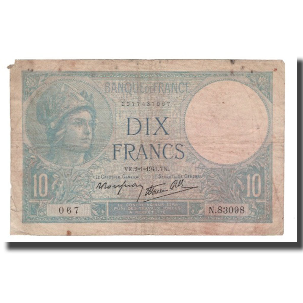 Francia, 10 Francs, 1941, 1941-01-02, B, Fayette:07.26, KM:84