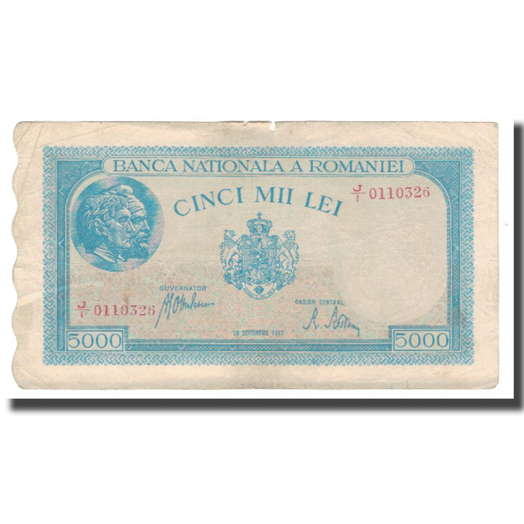 Banknote, Romania, 5000 Lei, 1943, 1943-09-28, KM:55, VF(30-35)