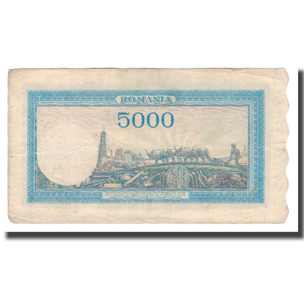 Geldschein, Rumänien, 5000 Lei, 1943, 1943-09-28, KM:55, S+