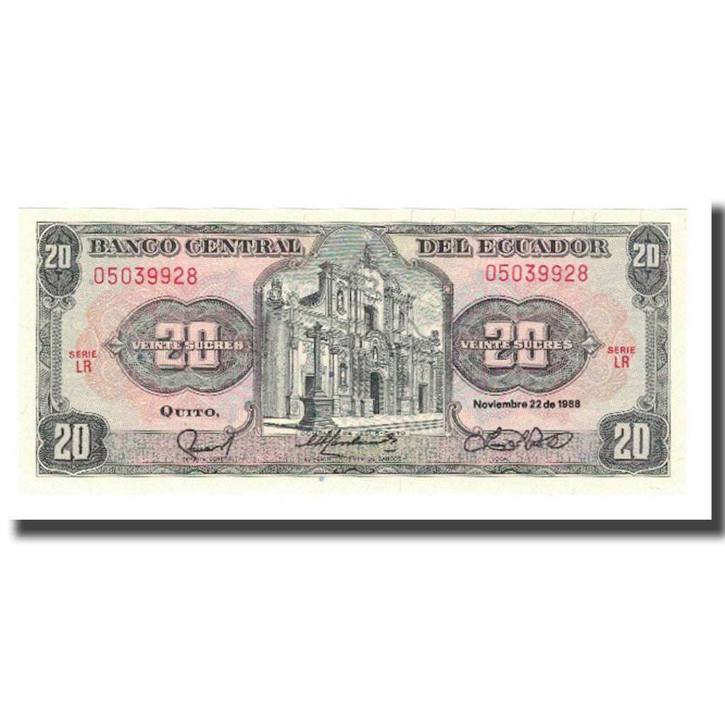Nota, Equador, 20 Sucres, 1988, 1988-11-22, KM:121Aa, UNC(65-70)