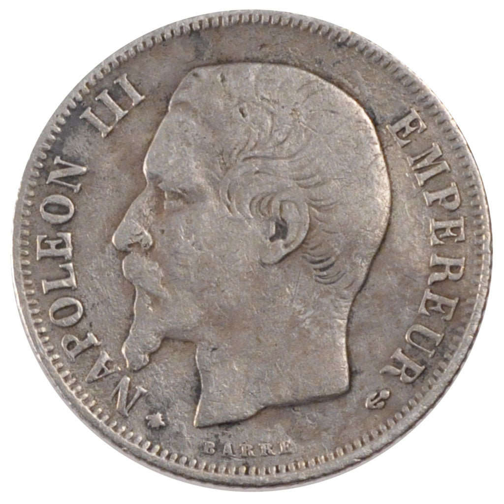 FRANCE, Napoléon III, Franc, 1856, Strasbourg, KM #779.2, VF(30-35), Silver, G..
