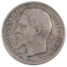 FRANCE, Napoléon III, Franc, 1856, Strasbourg, KM #779.2, VF(30-35), Silver, G..
