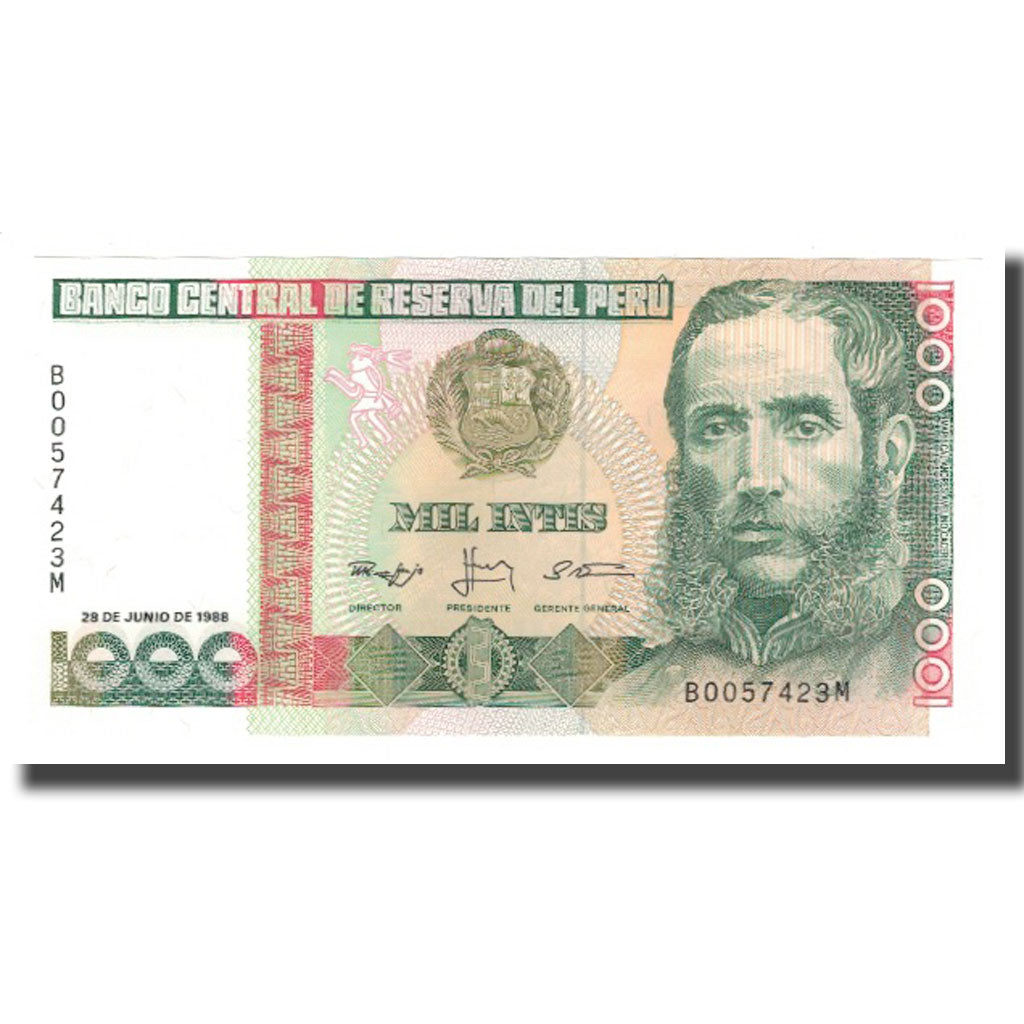 Billet, Pérou, 1000 Intis, 1988, 1988-06-28, KM:136b, NEUF