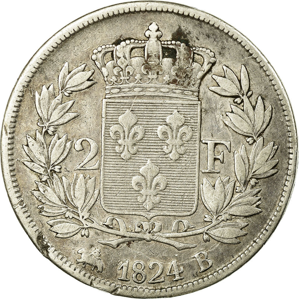 Coin, France, Louis XVIII, Louis XVIII, 2 Francs, 1824, Rouen, EF(40-45)