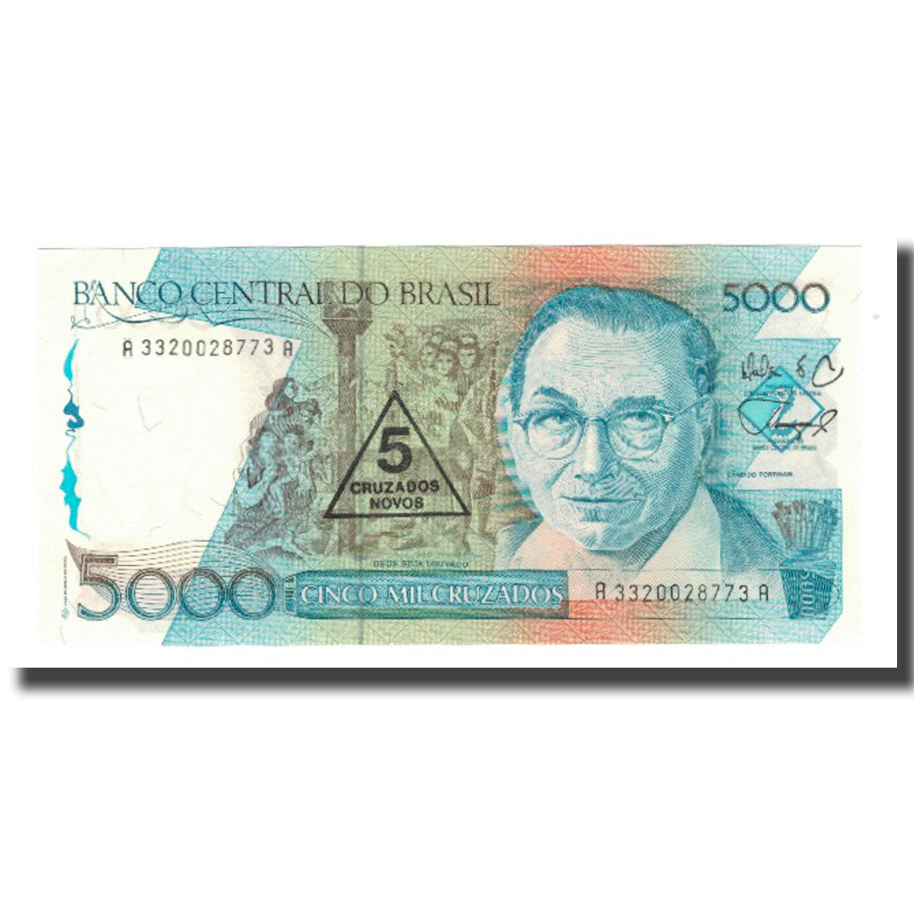 Nota, Brasil, 5 Cruzados Novos on 5000 Cruzados, Undated (1988), KM:217a
