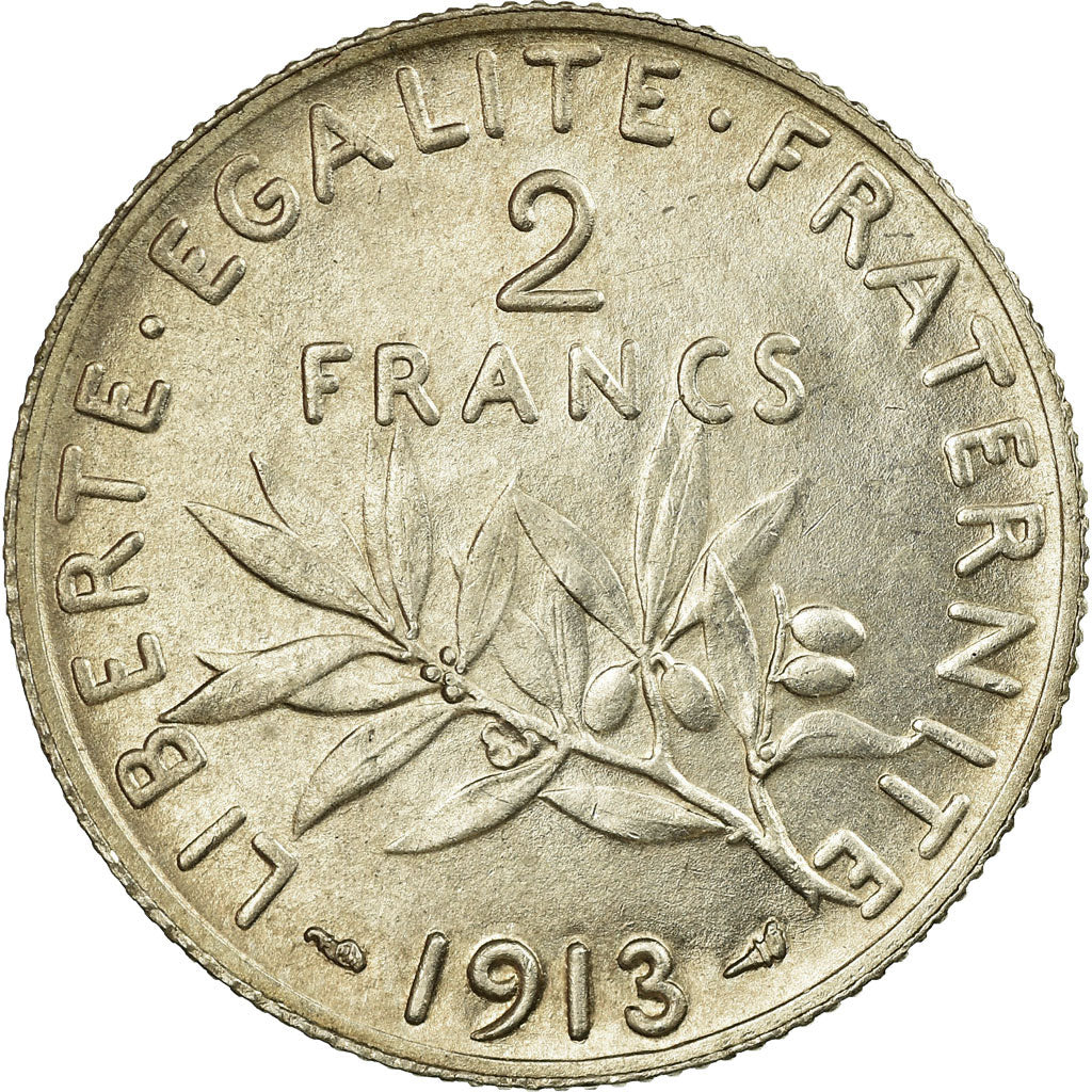 Coin, France, Semeuse, 2 Francs, 1913, Paris, MS(60-62), Silver, Gadoury:532