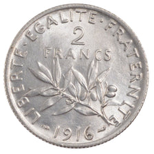 FRANCE, Semeuse, 2 Francs, 1916, Paris, KM #845.1, MS(60-62), Silver, 27,...