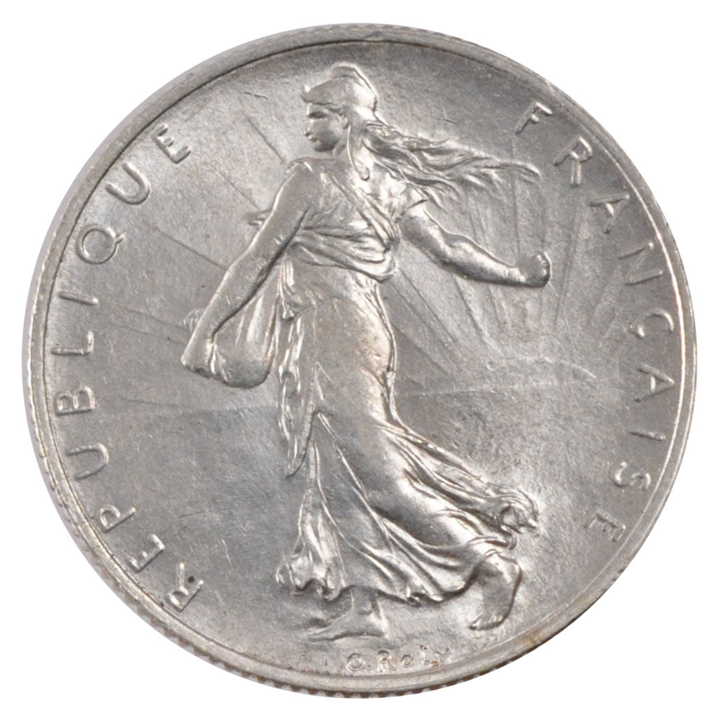 FRANCE, Semeuse, 2 Francs, 1918, Paris, KM #845.1, MS(60-62), Silver, 27,...