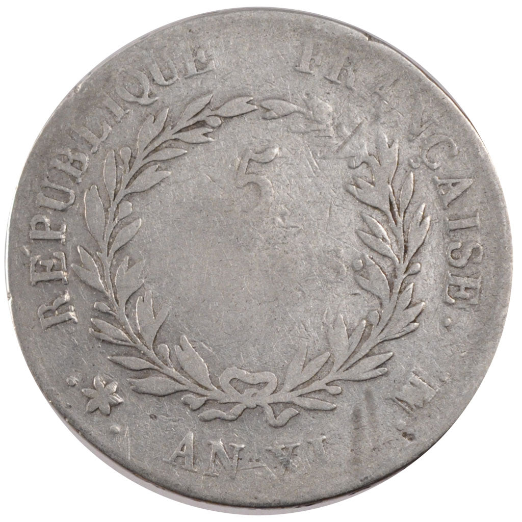 FRANCE, Union et Force, 5 Francs, 1803, Marseille, KM #639.7, F(12-15), Silver,.