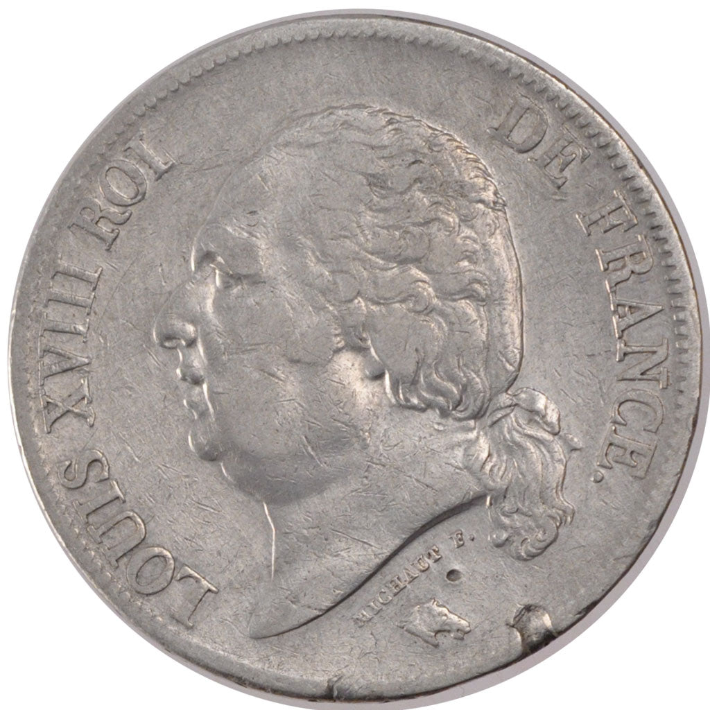 Francia, 5 Francs, 1824, Lille, BB, Argento, Gadoury:614