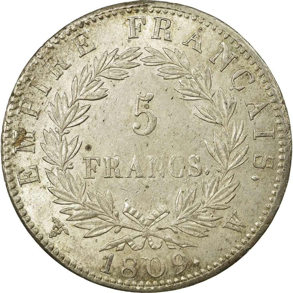 Coin, France, Napoléon I, 5 Francs, 1809, Lille, AU(50-53), Silver, KM:694.16
