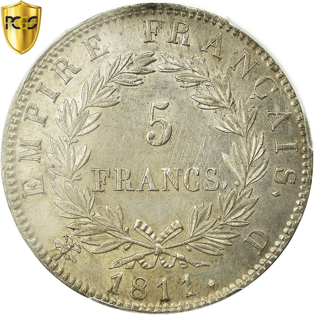 Coin, France, Napoléon I, 5 Francs, 1811, Lyons, PCGS, AU58, Silver, KM:694.5
