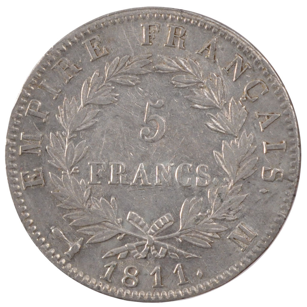 FRANCE, 5 Francs, 1811, Toulouse, AU(50-53), Silver, Gadoury #584, 24.93