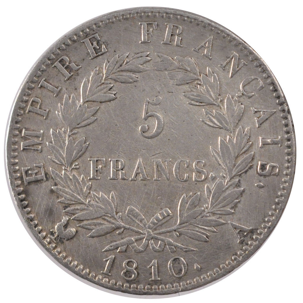 FRANCE, Napoléon I, 5 Francs, 1810, Paris, KM #694.1, EF(40-45), Silver, Gadoury