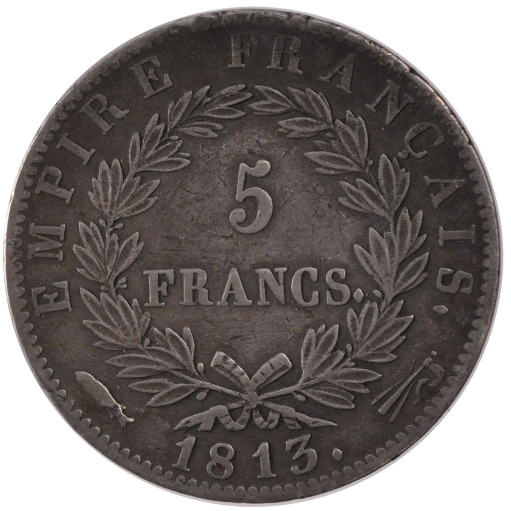 FRANCE, 5 Francs, 1813, Utrecht, EF(40-45), Silver, Gadoury #584, 24.63
