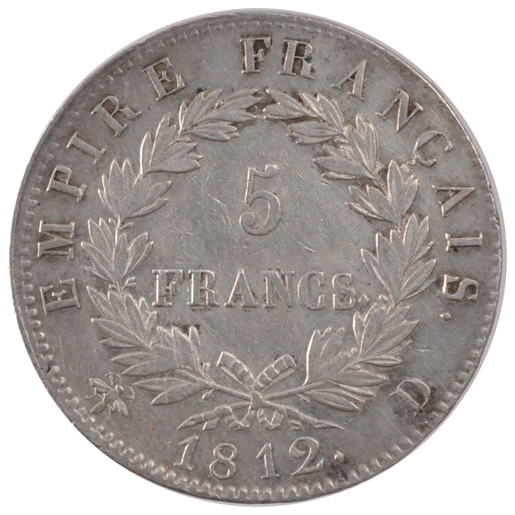 FRANCE, Napoléon I, 5 Francs, 1812, Lyon, KM #694.5, EF(40-45), Silver, Gadoury